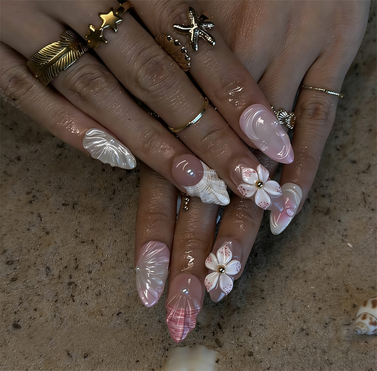 A1002 Milky Pink Ombre Nails - Handmade Press-On Nails