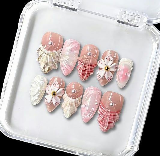A1002 Milky Pink Ombre Nails - Handmade Press-On Nails