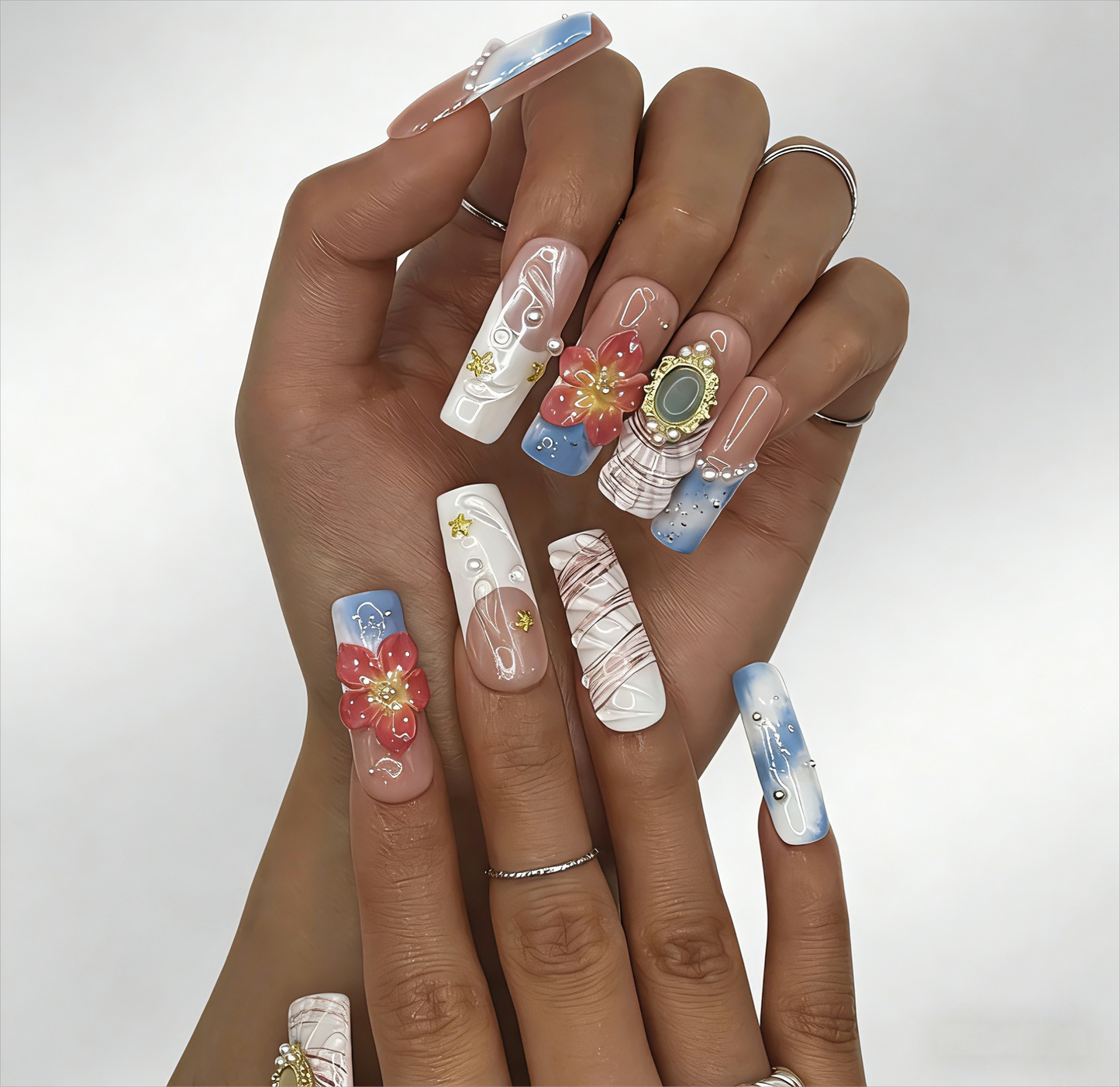 C1002 Lavender Glow Cat Eye Nails - Handmade Press-On Nails