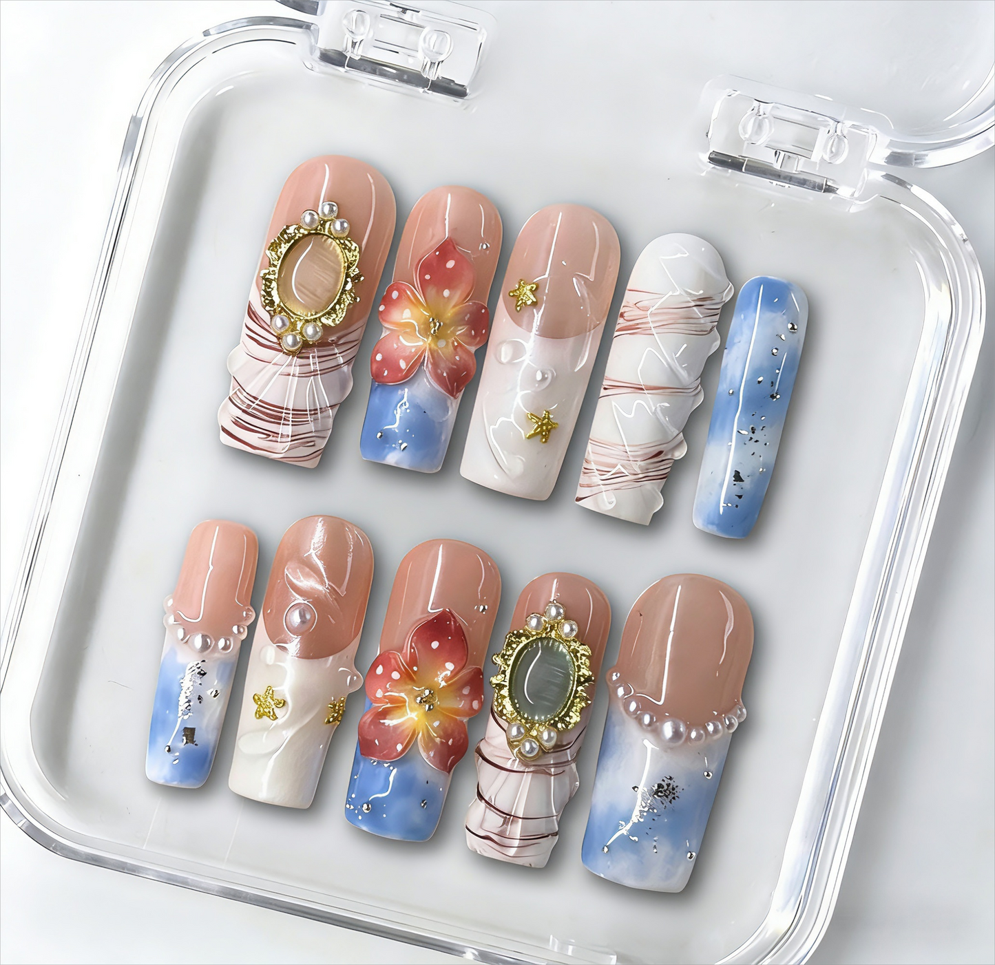 C1002 Lavender Glow Cat Eye Nails - Handmade Press-On Nails